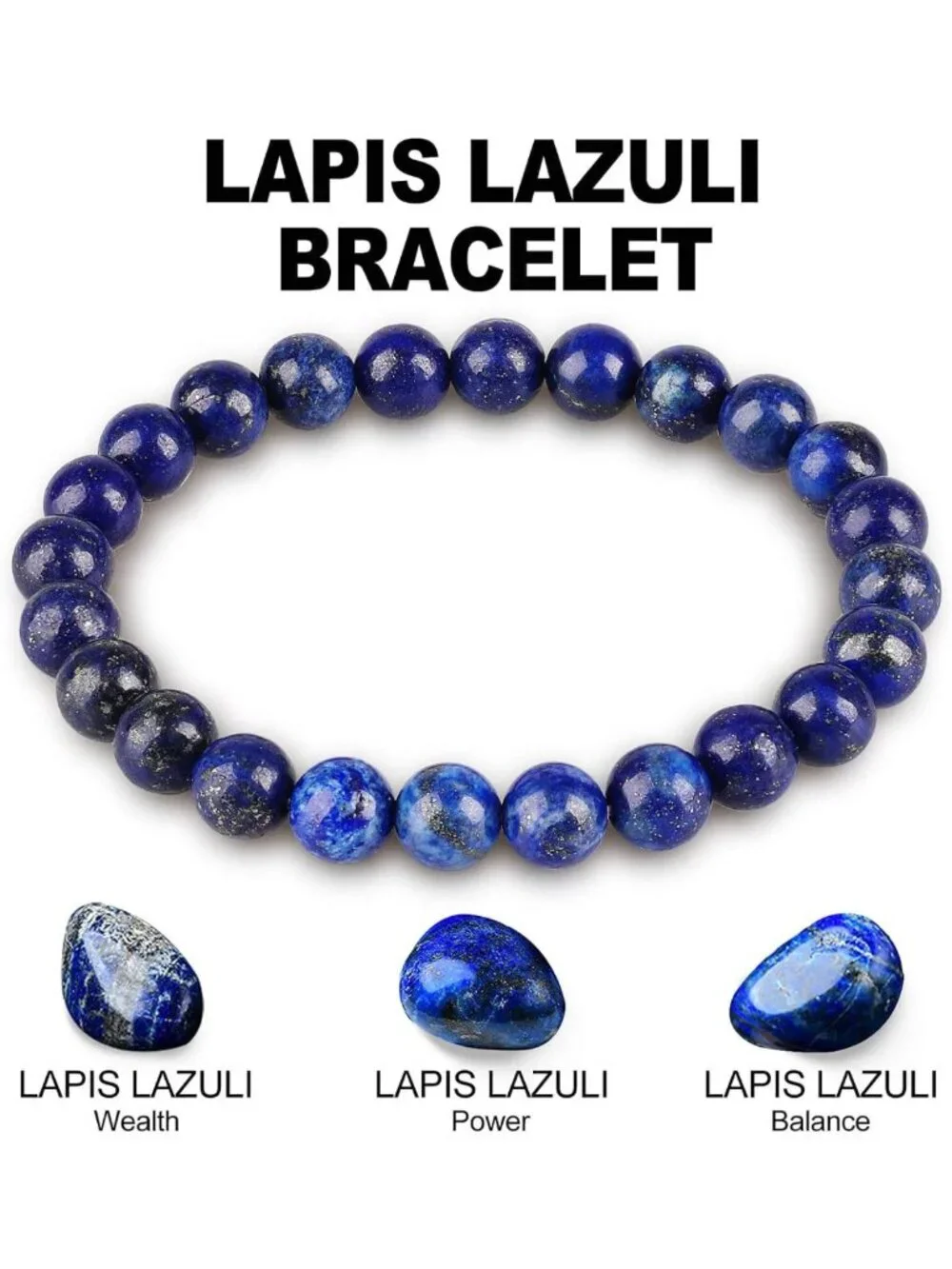 Handmade Lapis Lazuli Bracelet | Chakra Gemstone Beaded Jewelry for Good Luck